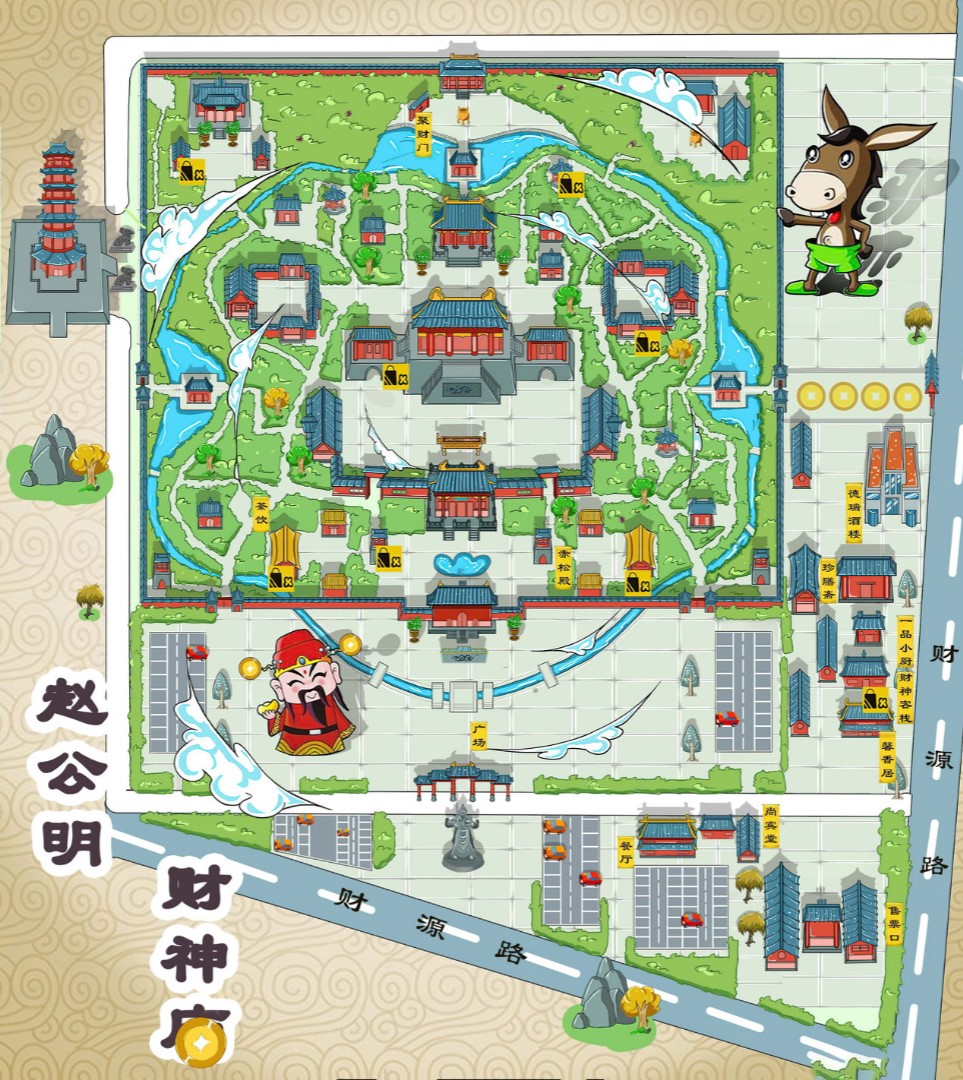 杨林街道寺庙类手绘地图