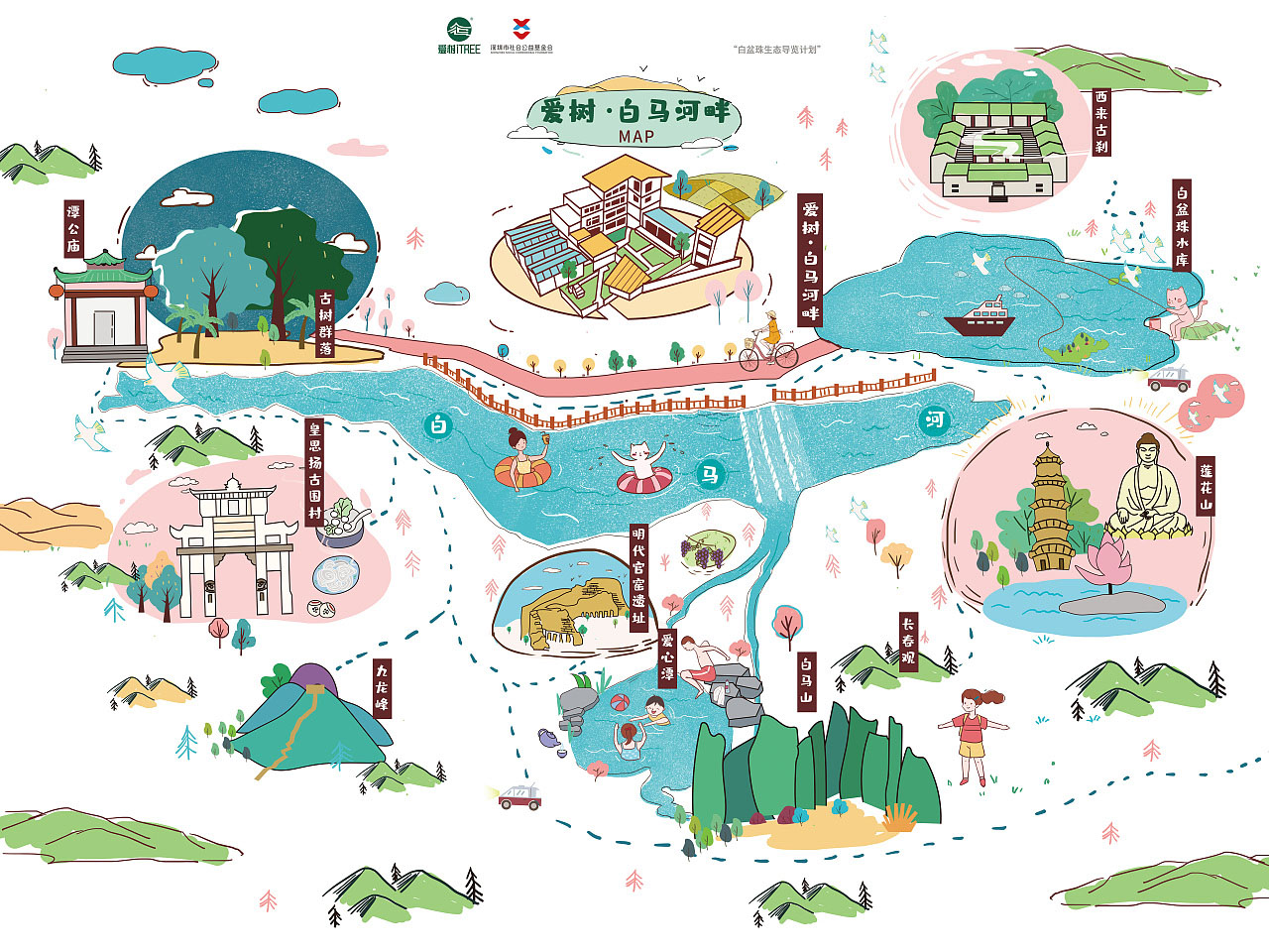 杨林街道手绘地图景区的艺术表现
